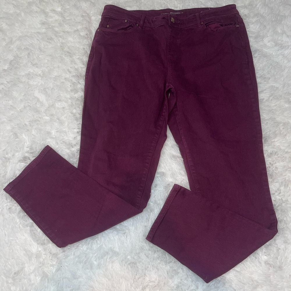 Chico’s Platinum wine skinny jeggings pants woman’s Chico size 2 aka 12 EUC